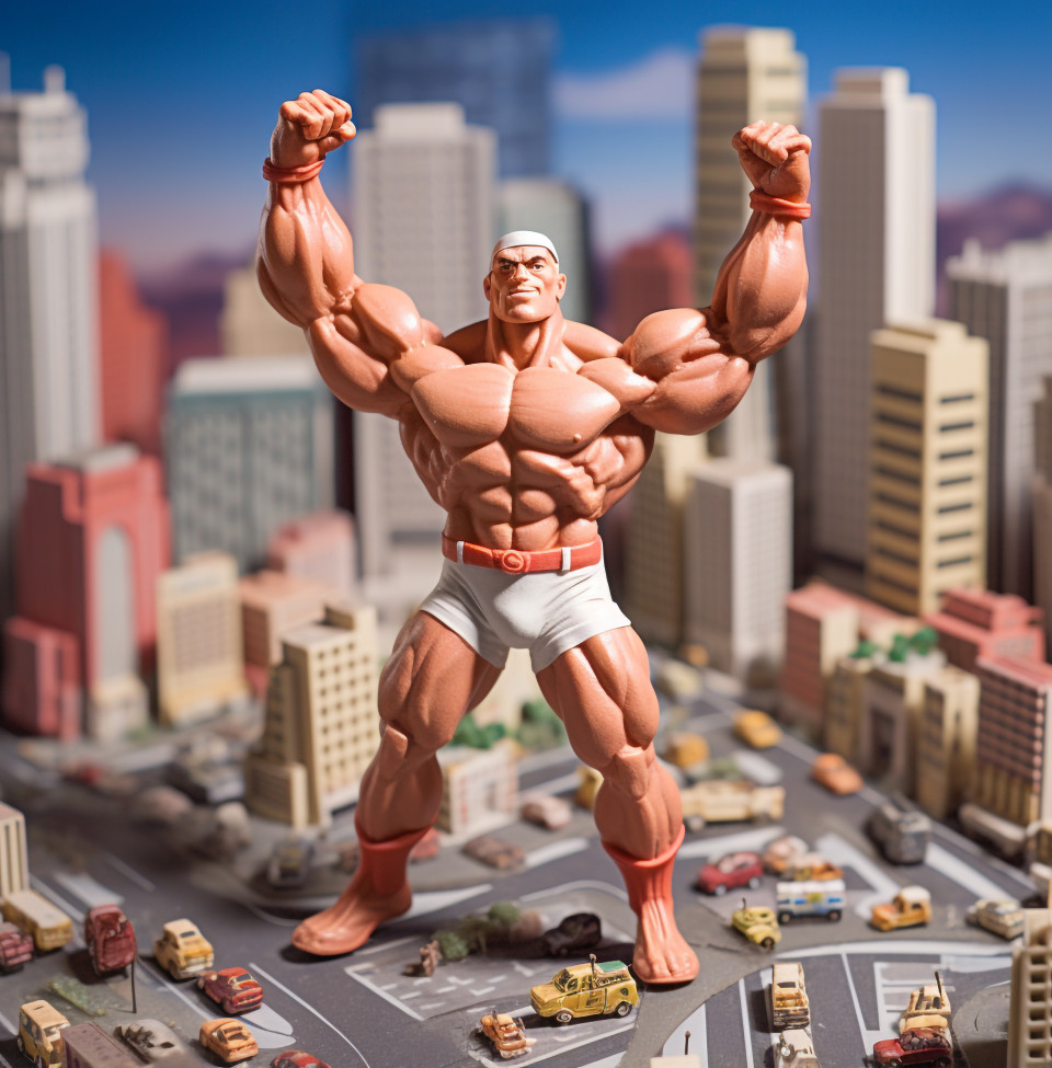 Athlete flexes his hard-won muscles