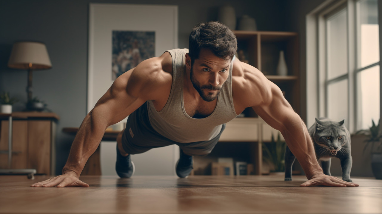 Man doing pushups in gym