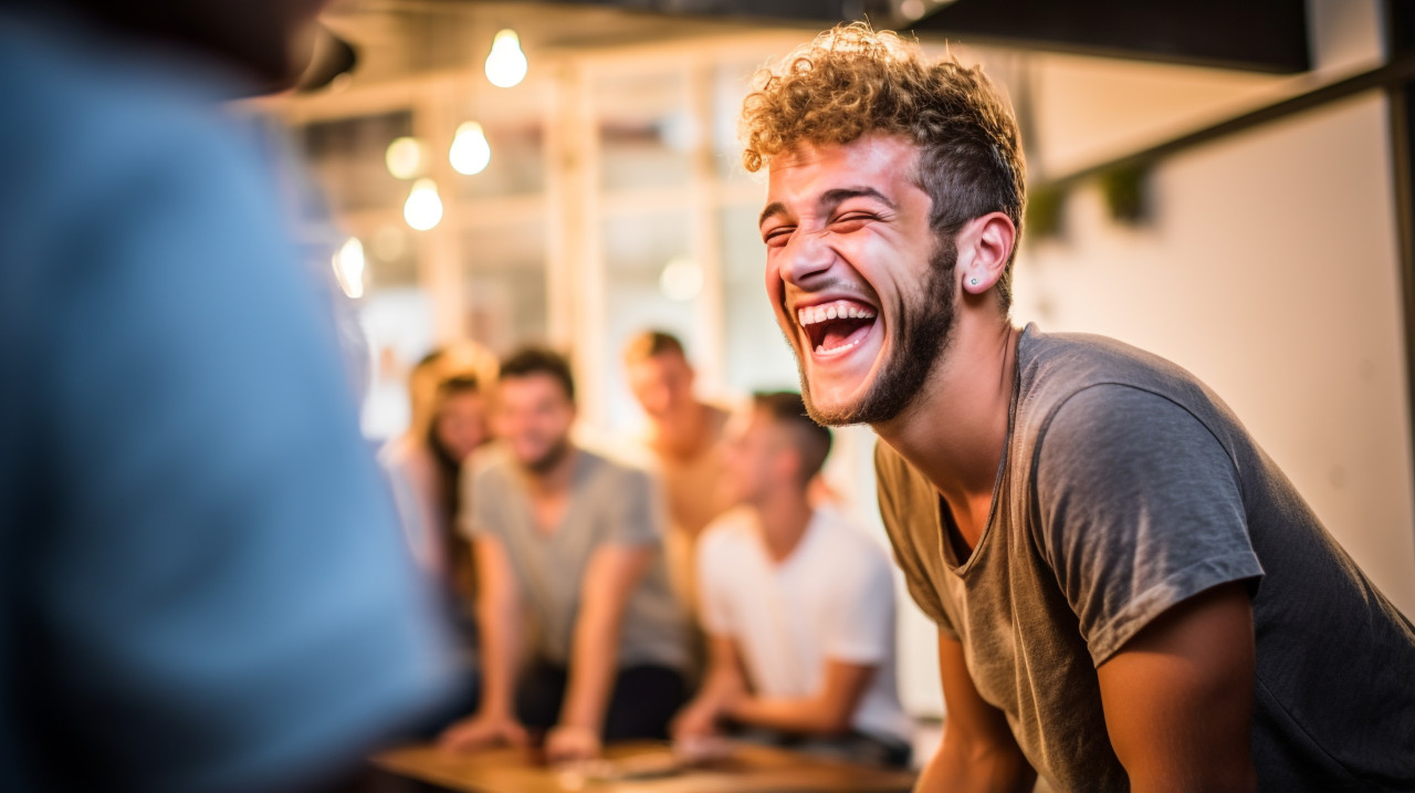 Man enjoying himself playing sports