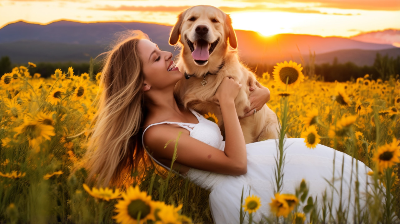 Sweet friendship between girl and dog