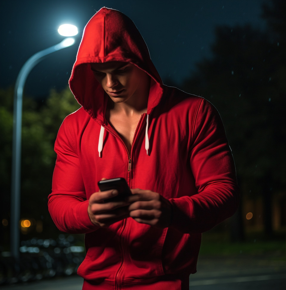 Man in red hoodie doing high-intensity interval training