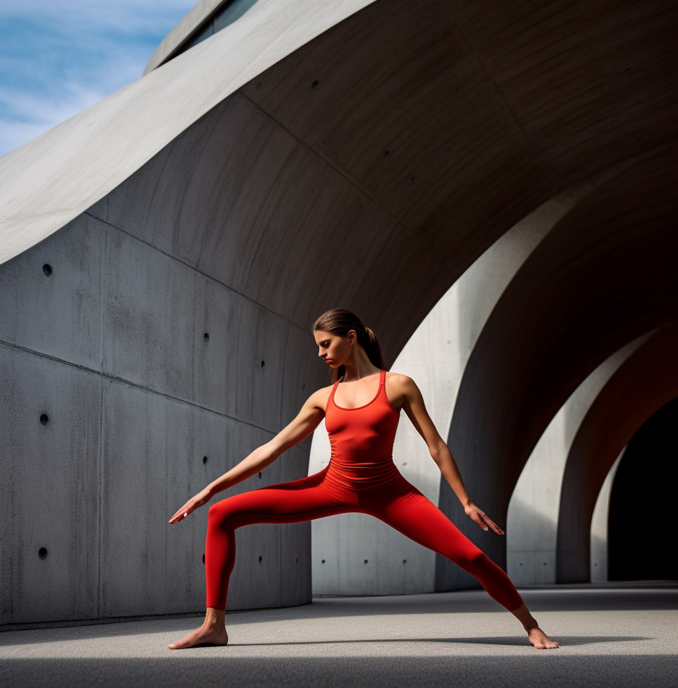 Woman doing yoga on black surface