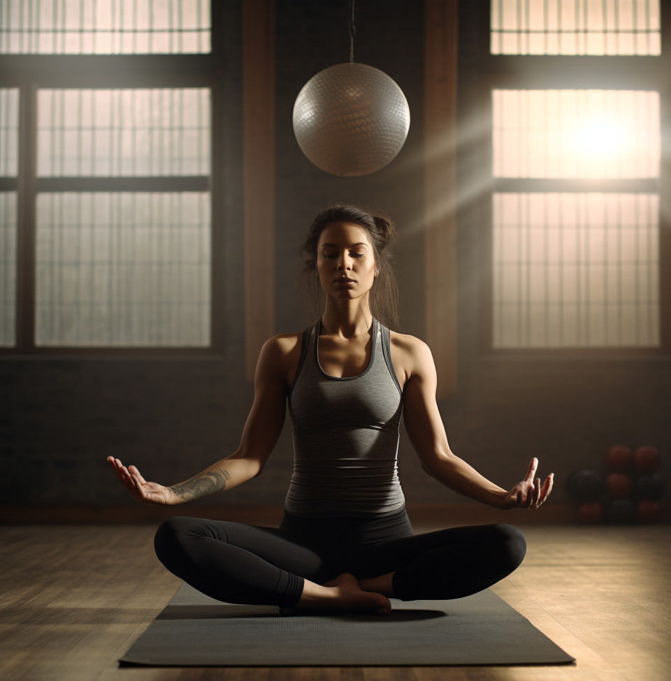 Woman doing yoga in gym