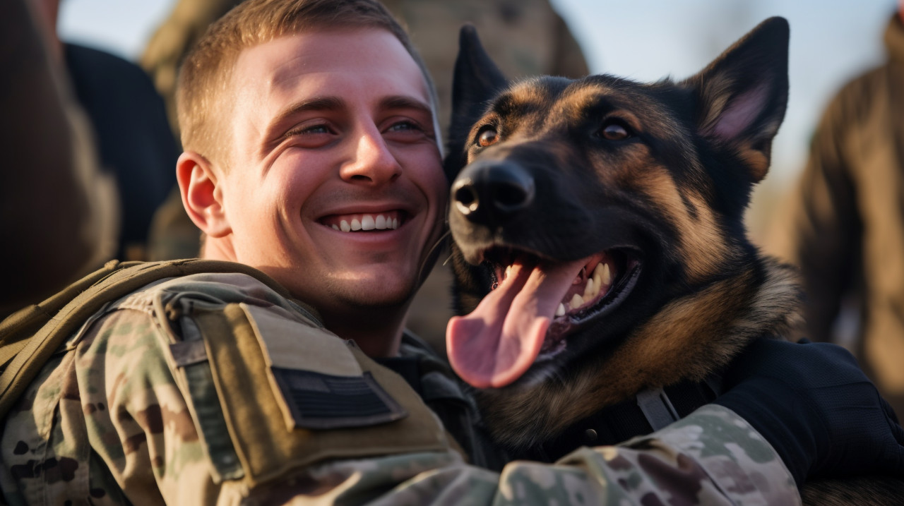 Dog welcomes home soldier after months away
