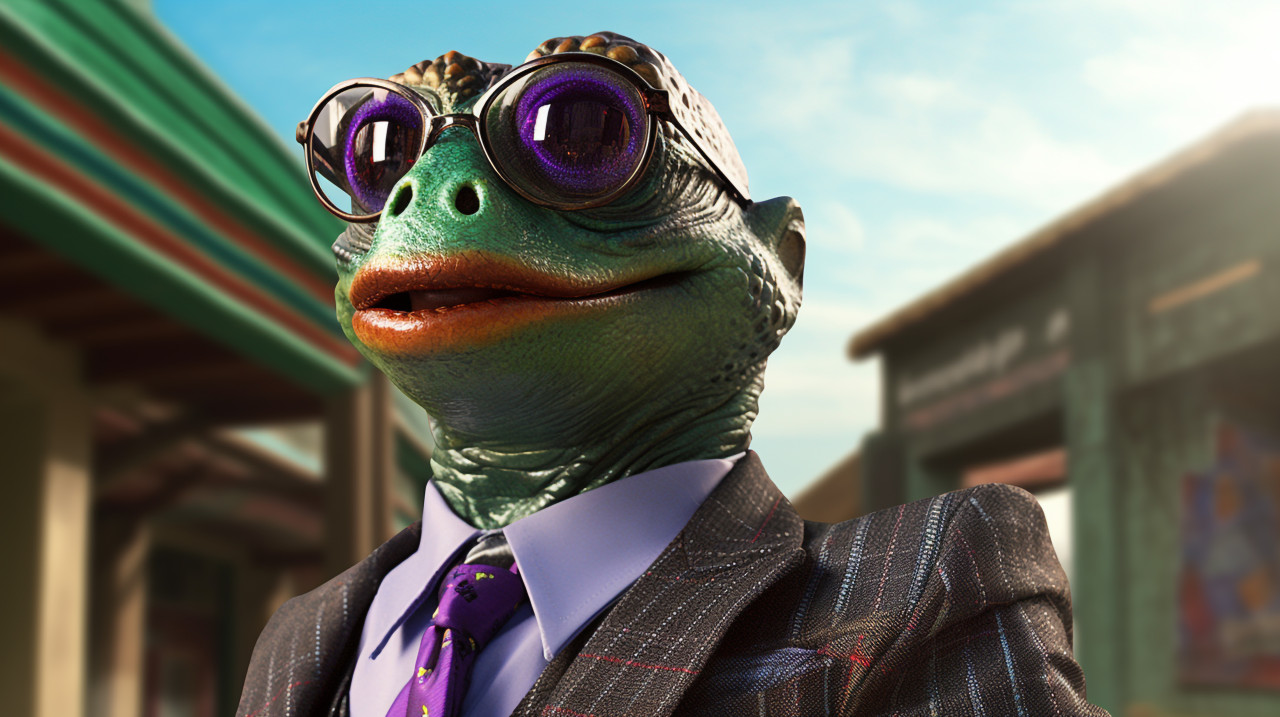 Frog in suit and sunglasses, concept style art