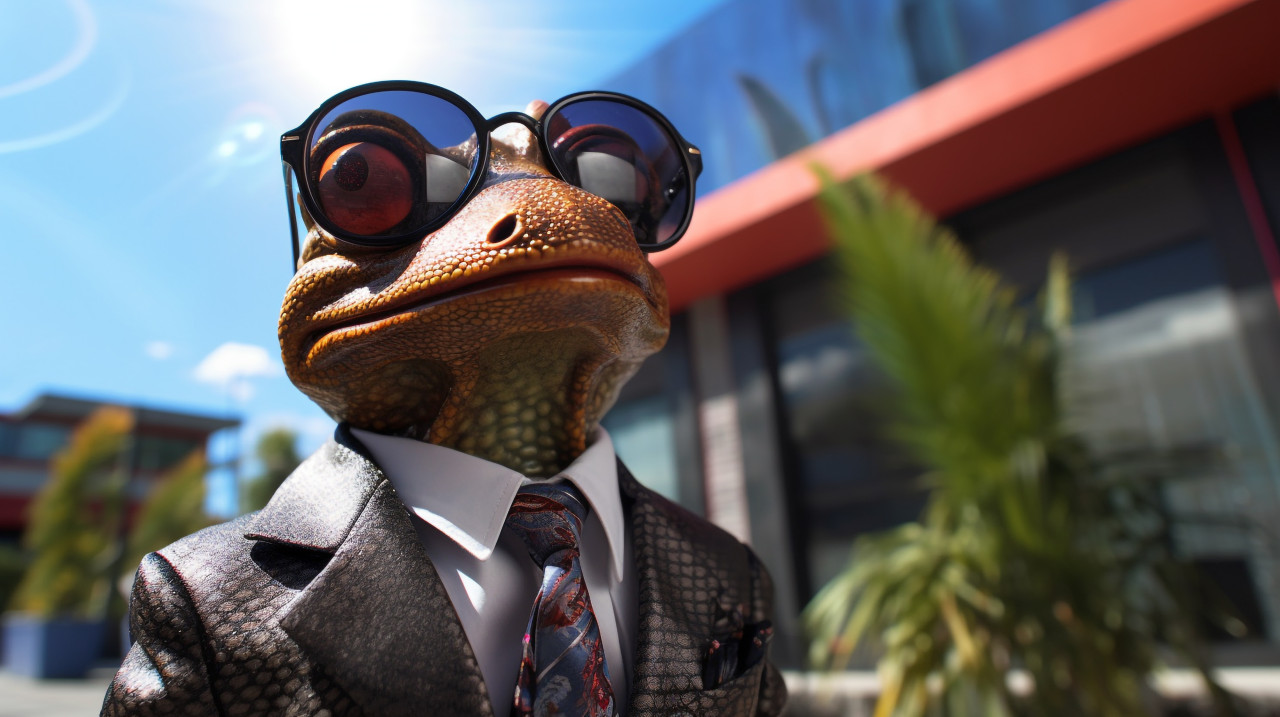 Corporate frog ready for business, concept style art