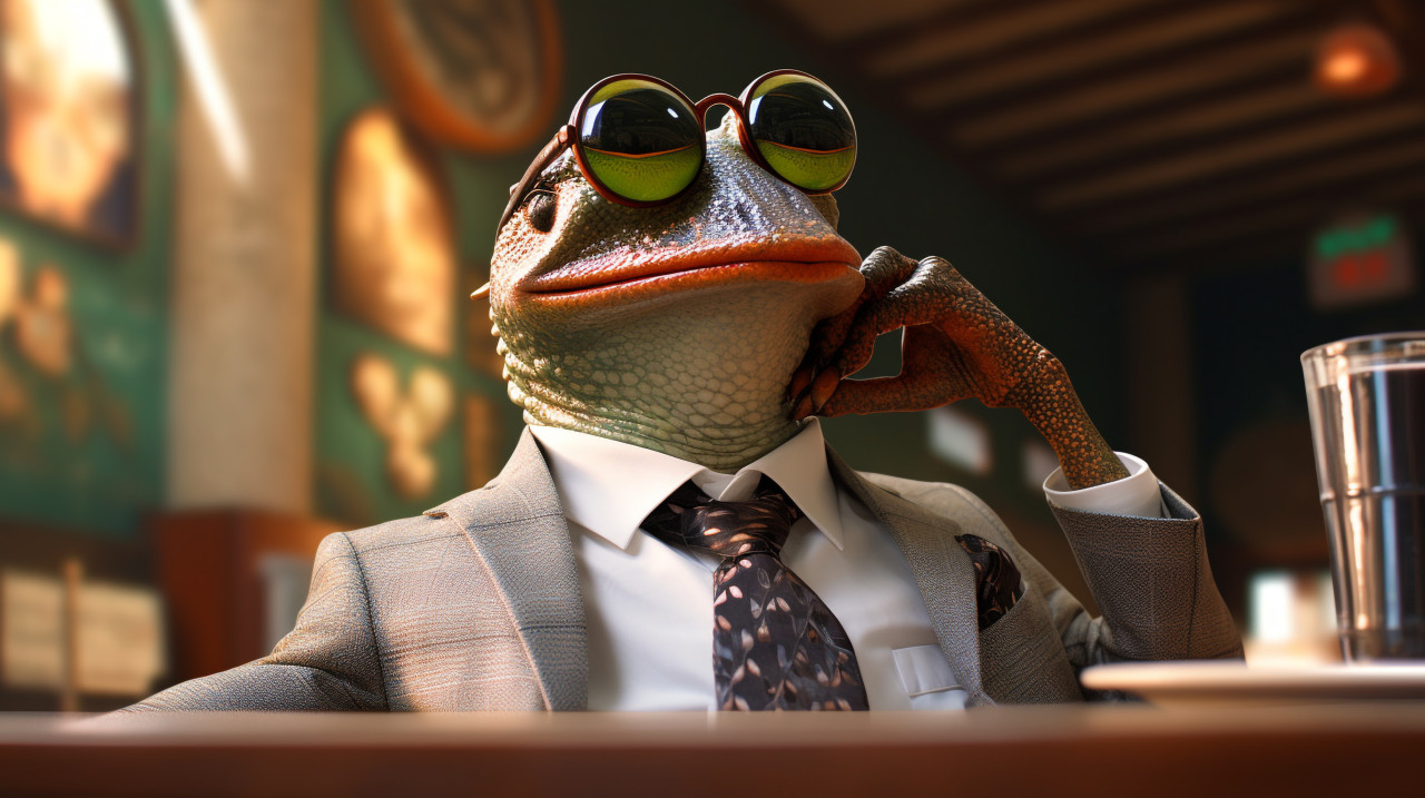 Business frog with a mission, concept style art