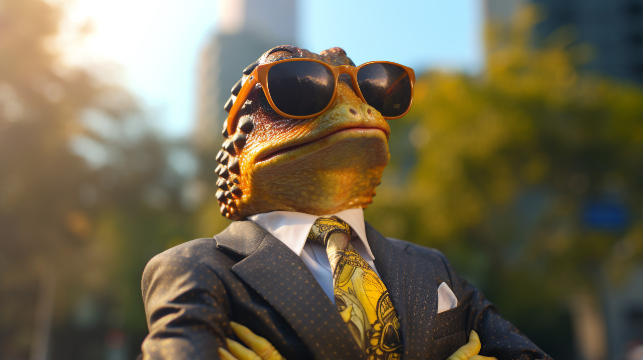 Fashionable frog in a suit, concept style art