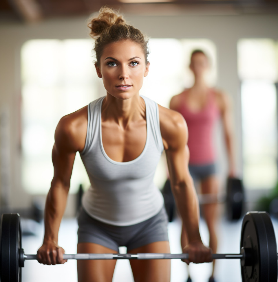 Strong woman deadlifting