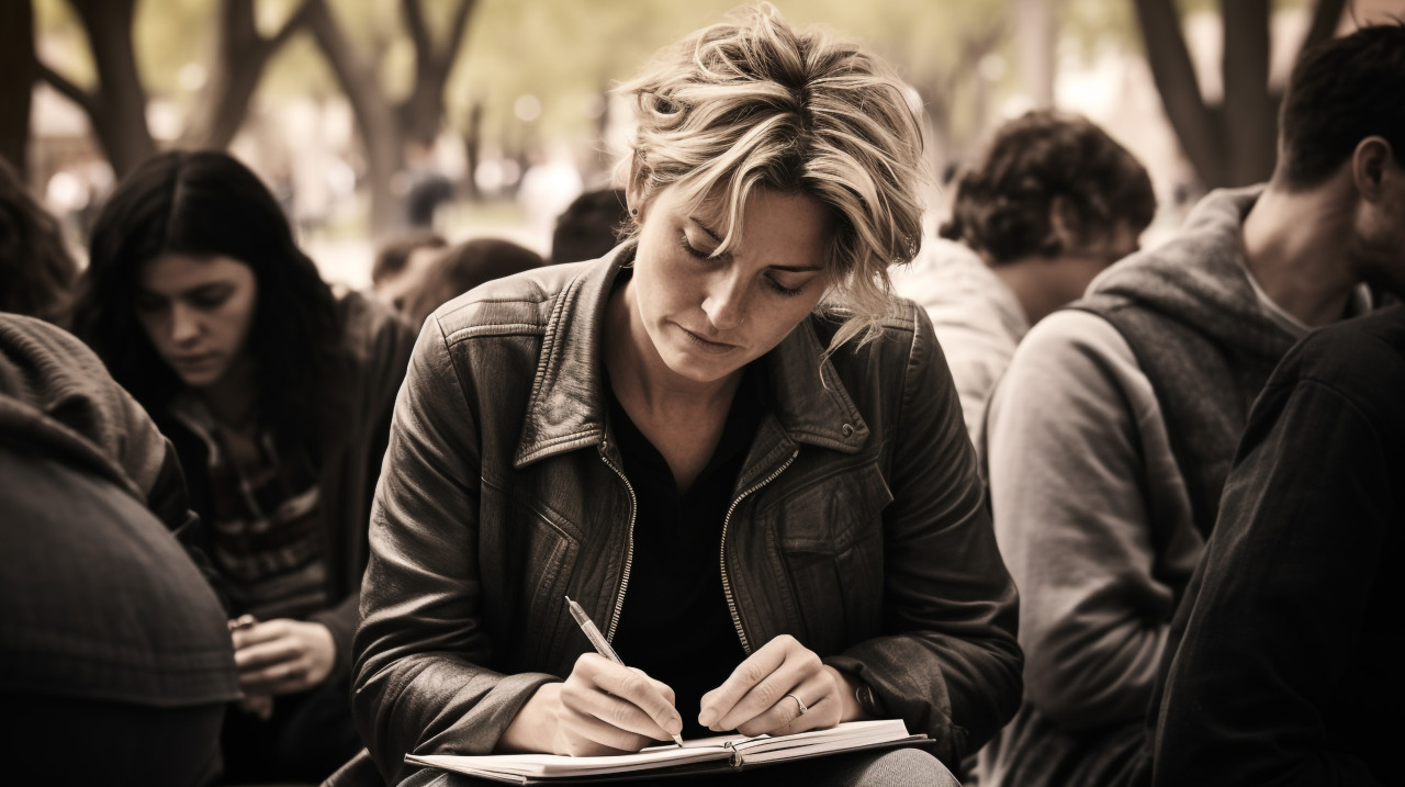 Young woman shares thoughts in journal