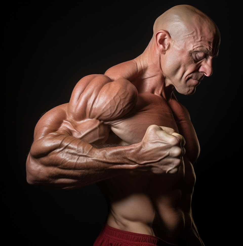 Male bodybuilder with huge arms