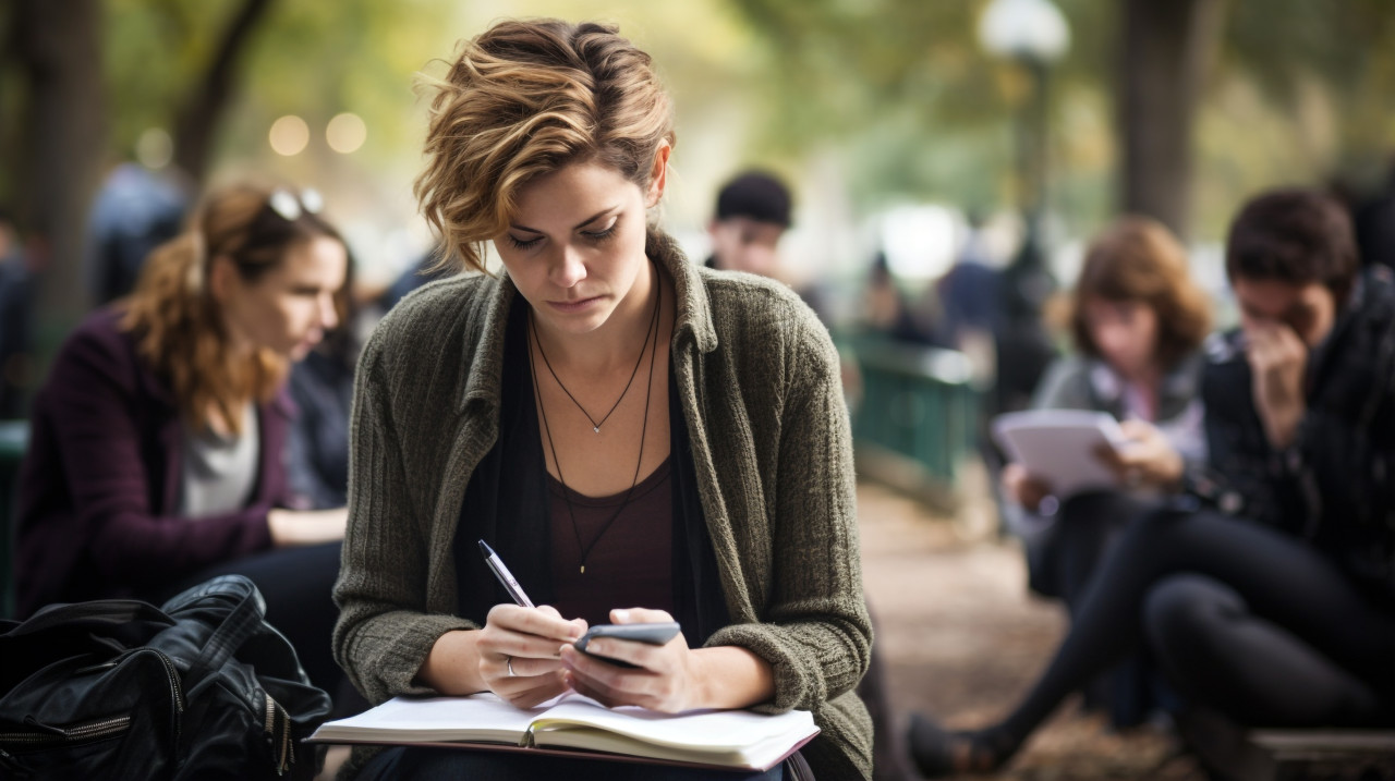 Young woman writes about dreams