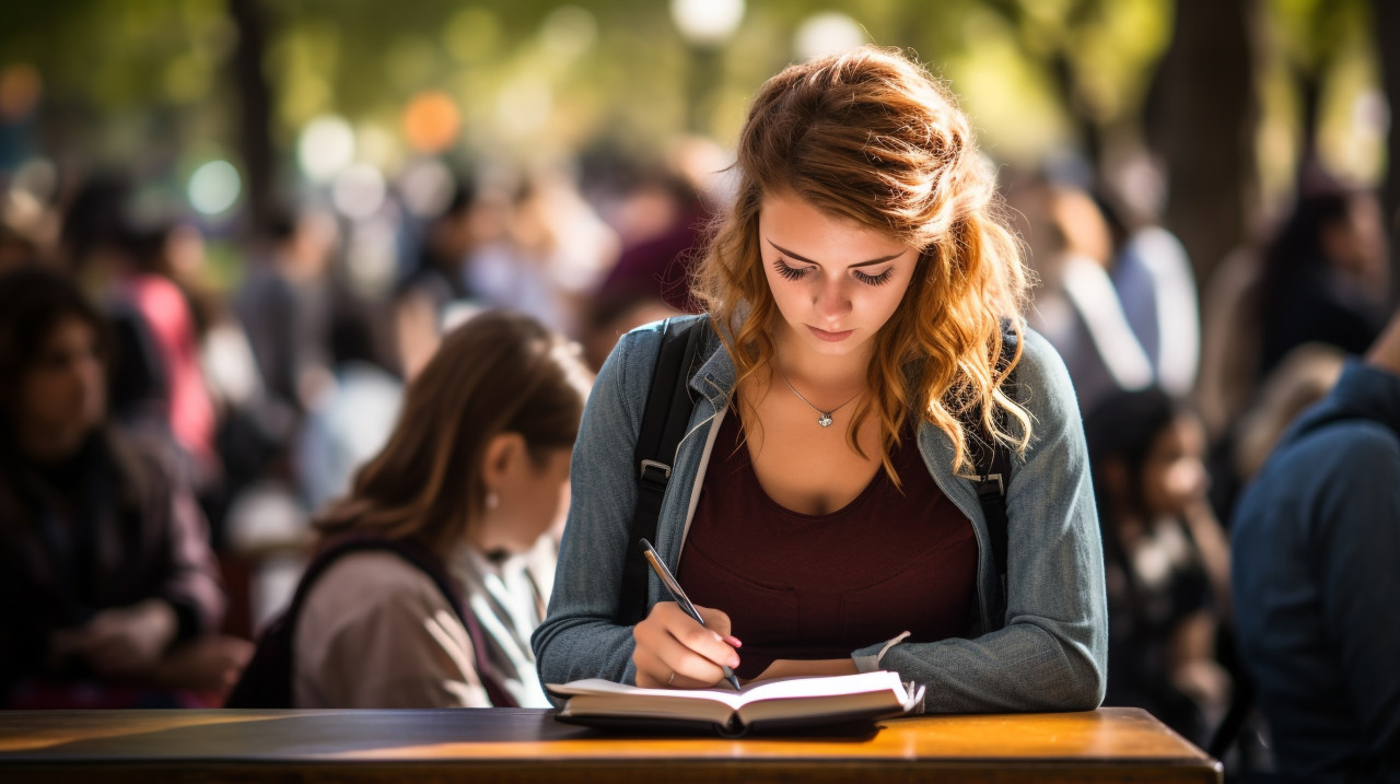 Teen girl pens thoughts in journal