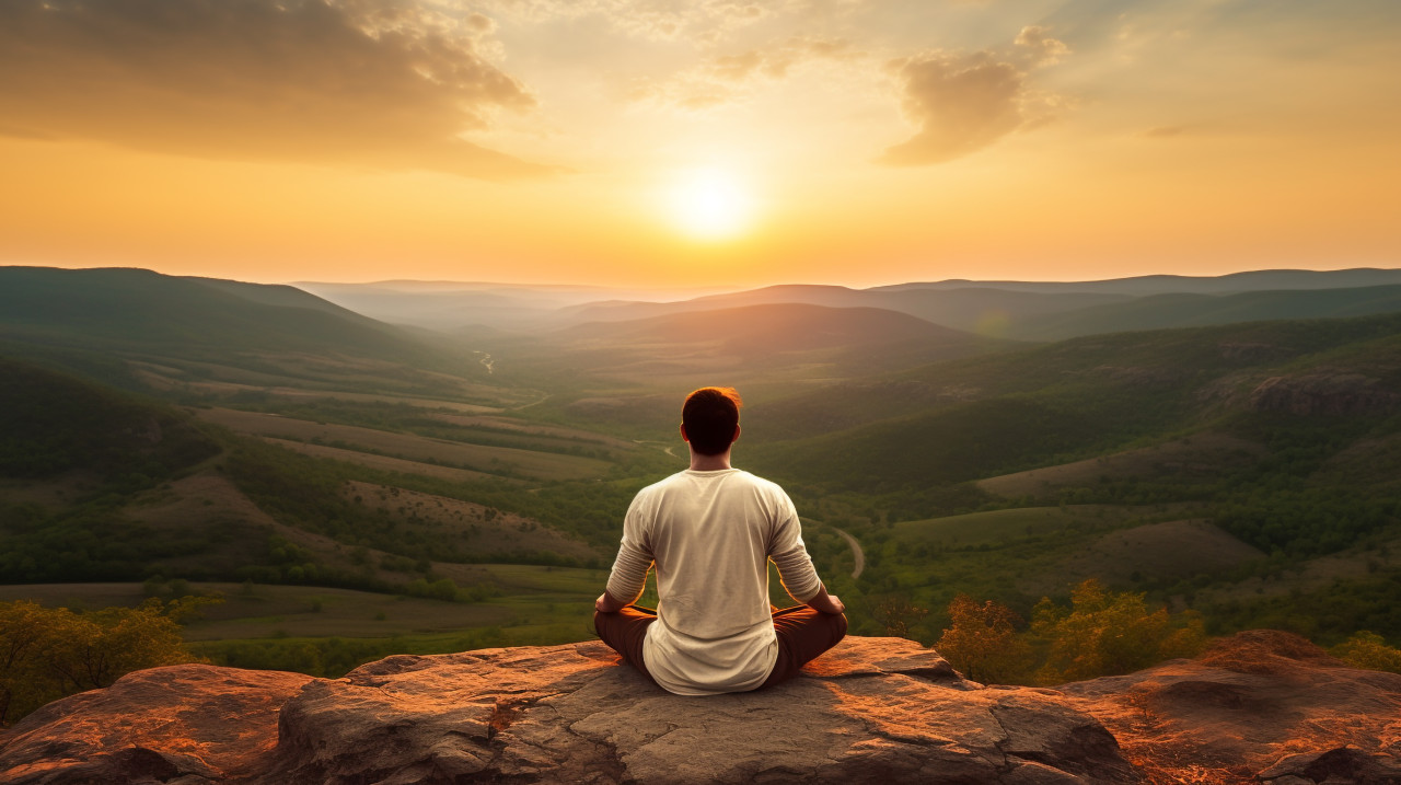 Hiker taking a break on summit