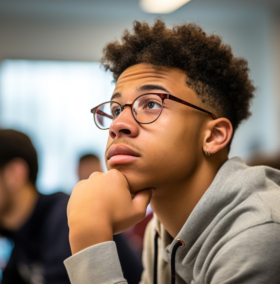 Student brainstorming new idea