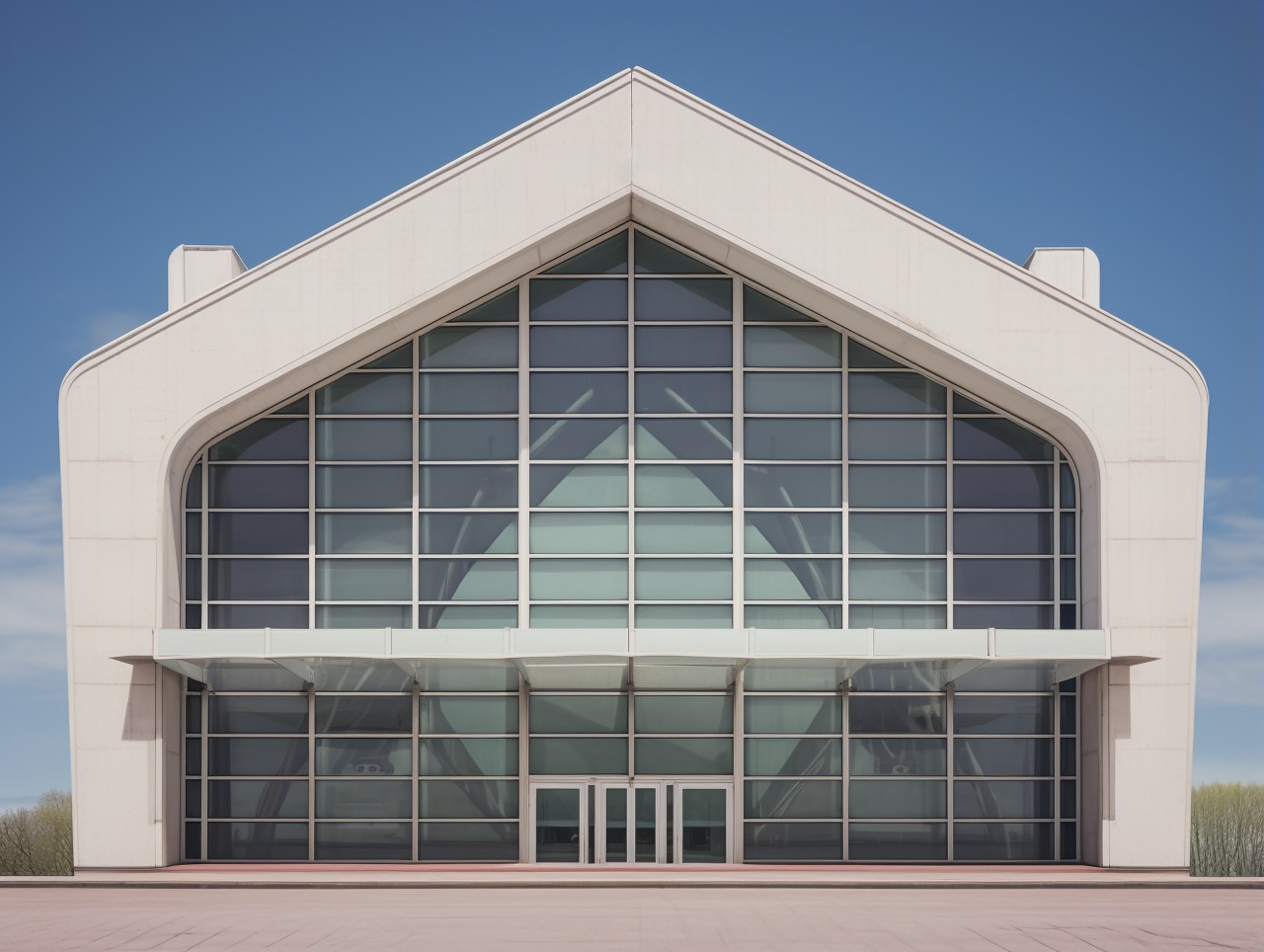 House in the scandinavian modern style with large windows.