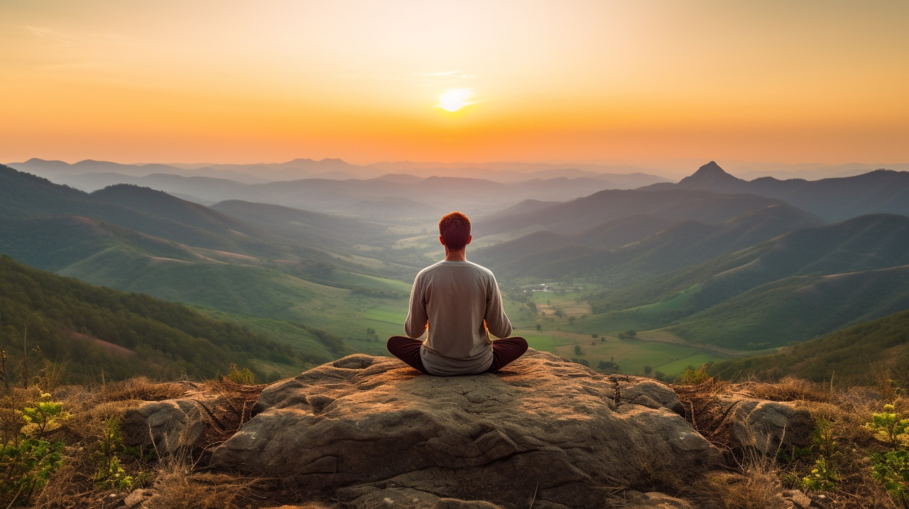 Peaceful moment on mountaintop