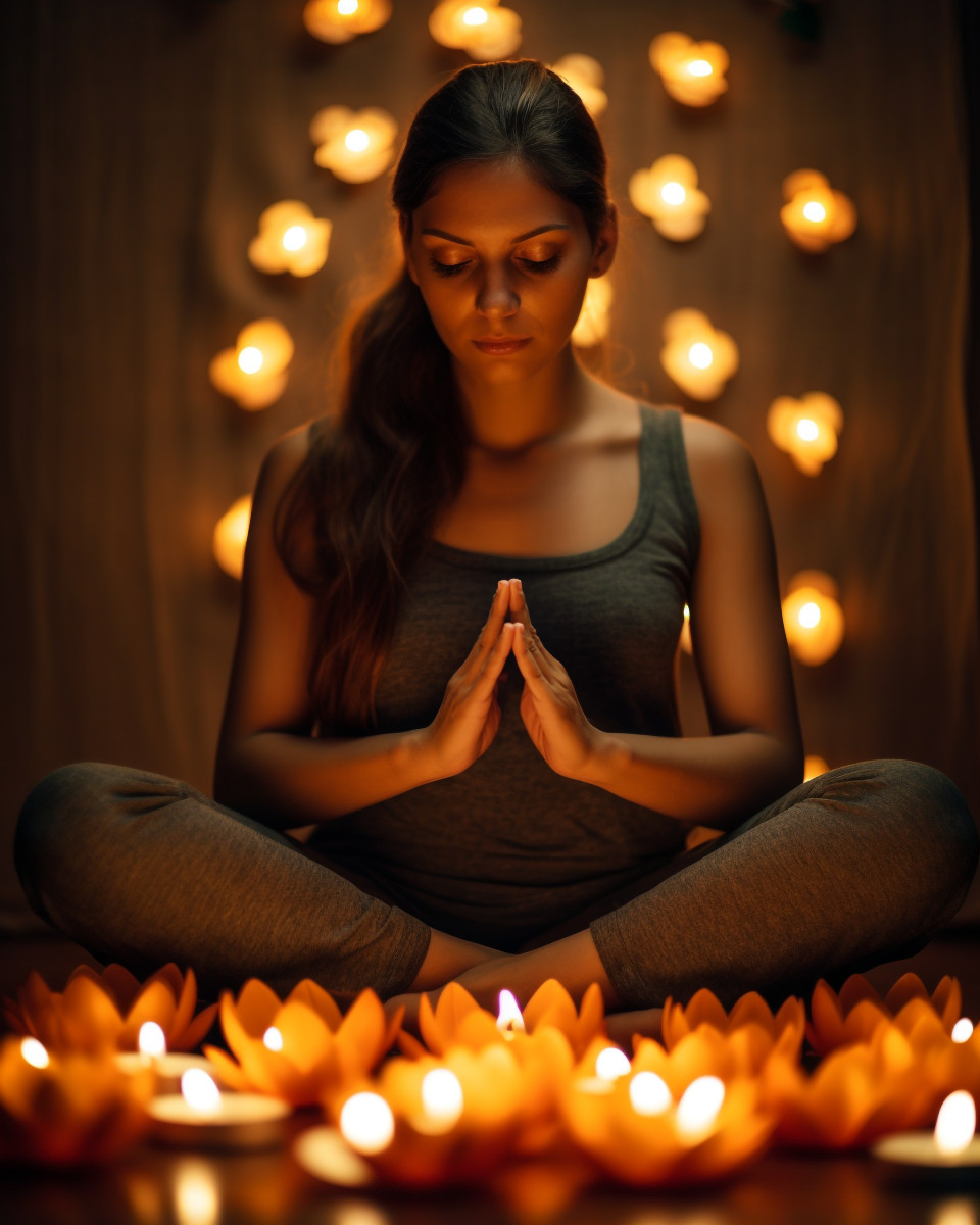 Man in lotus position eyes closed