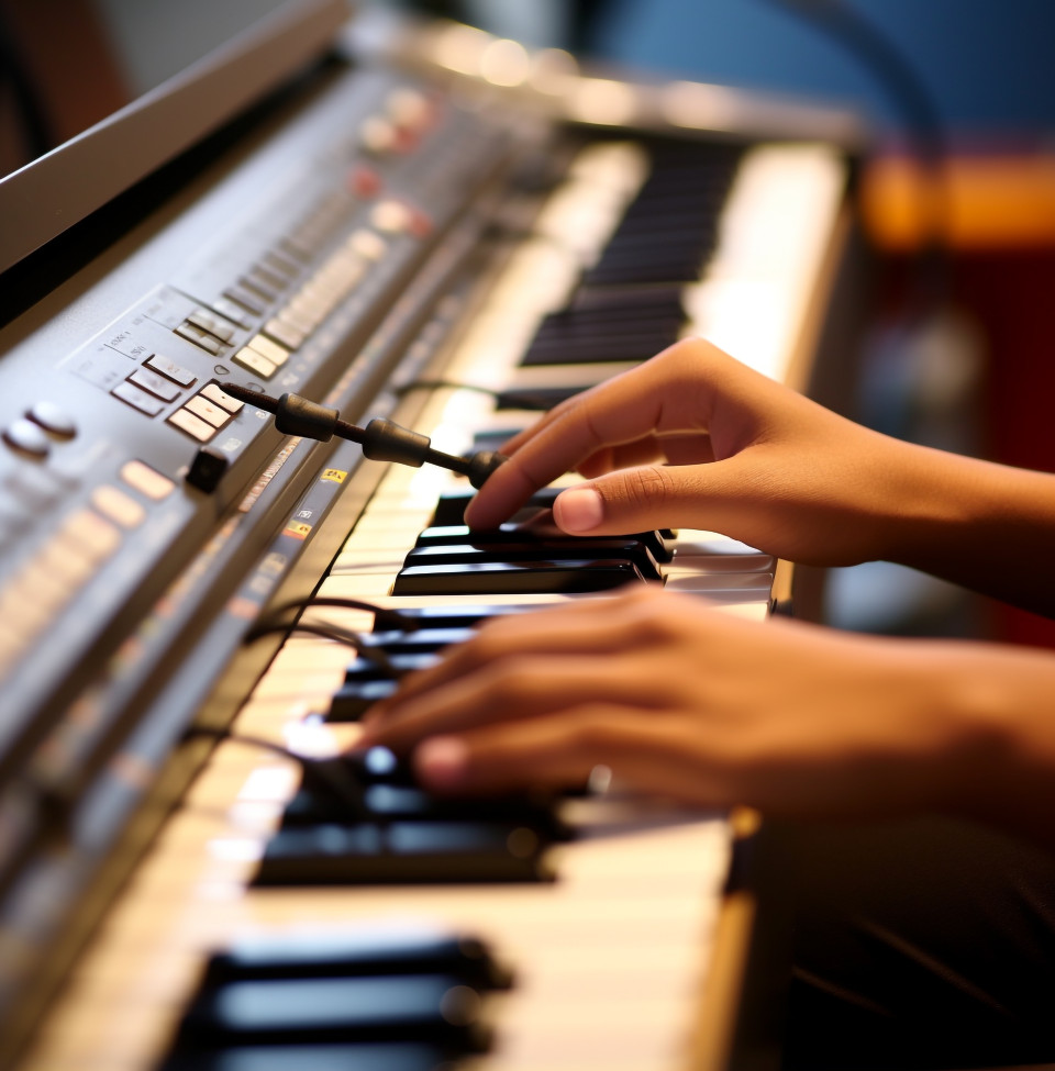 A close up of a students fingers typing on a keyboard