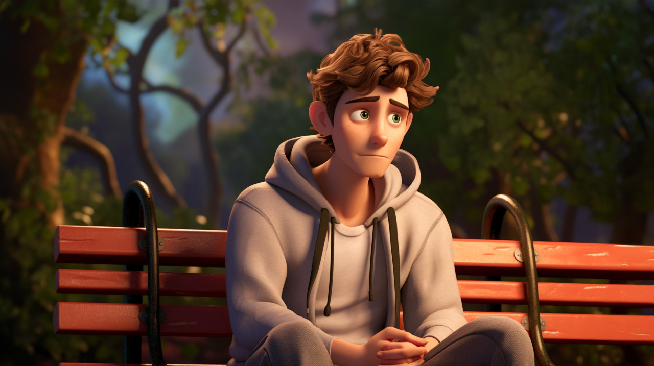 Youngster enjoying the sun on a park bench