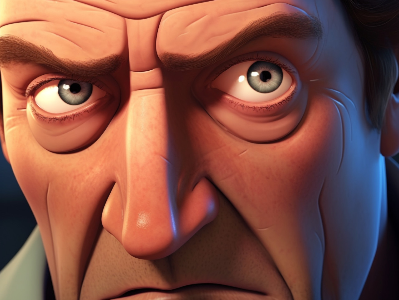 Man with downcast eyes