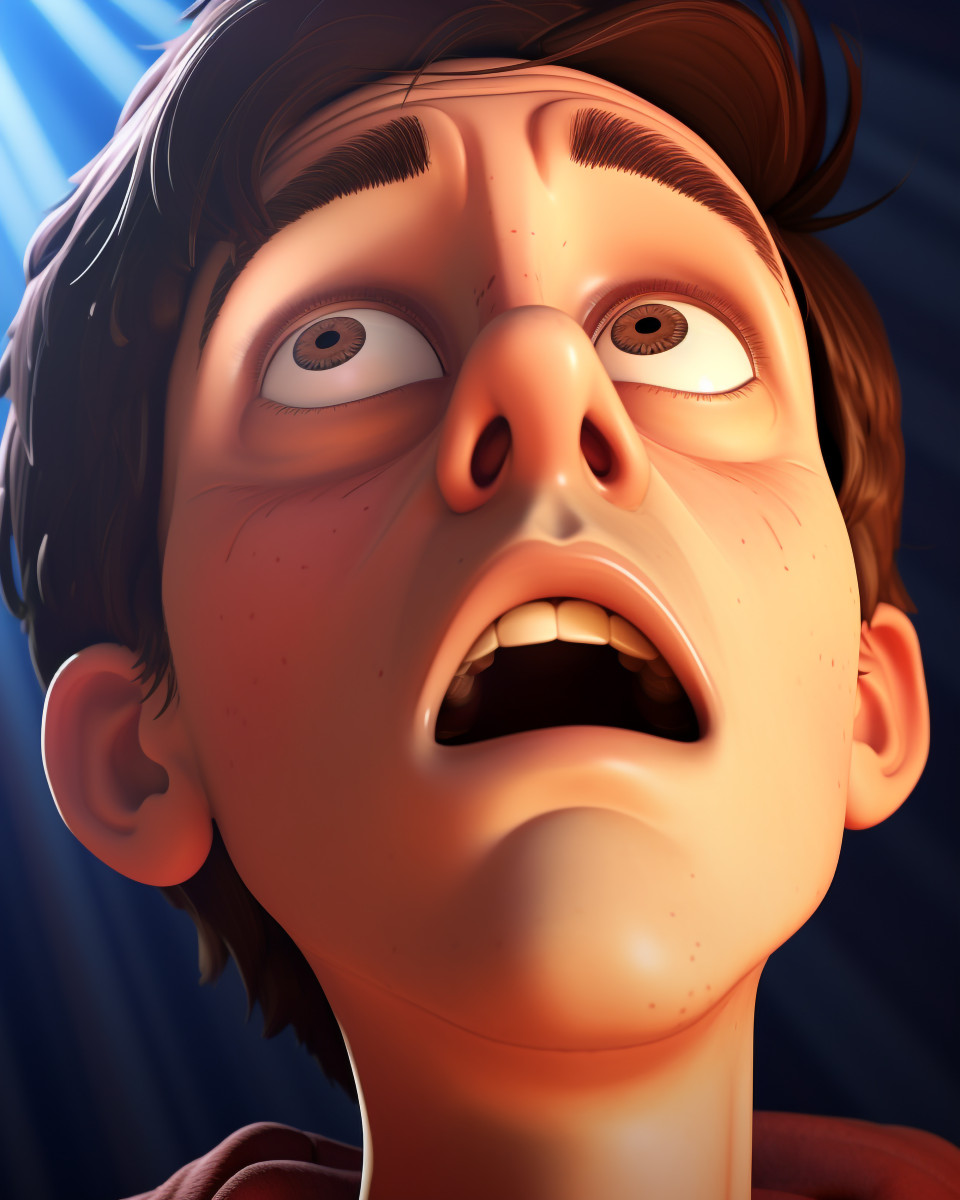 Person blinking close up