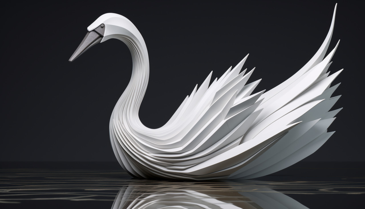 Paper paper swan origami model