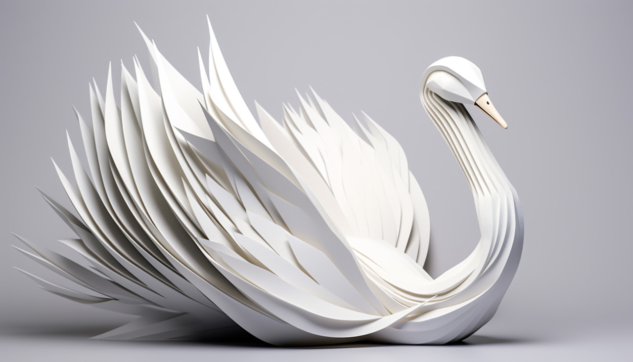 Paper swan origami model