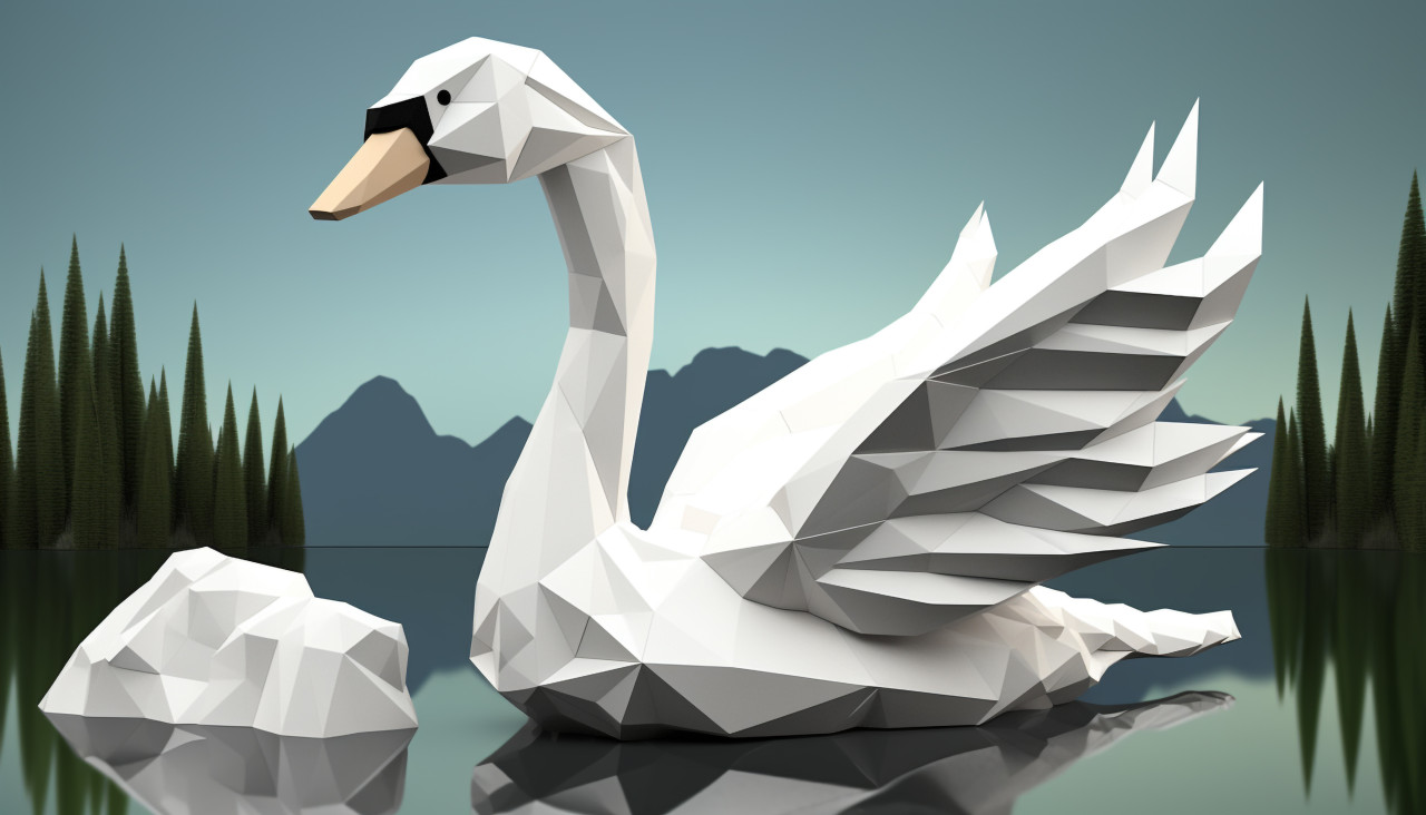 Beautiful paper swan sculpture
