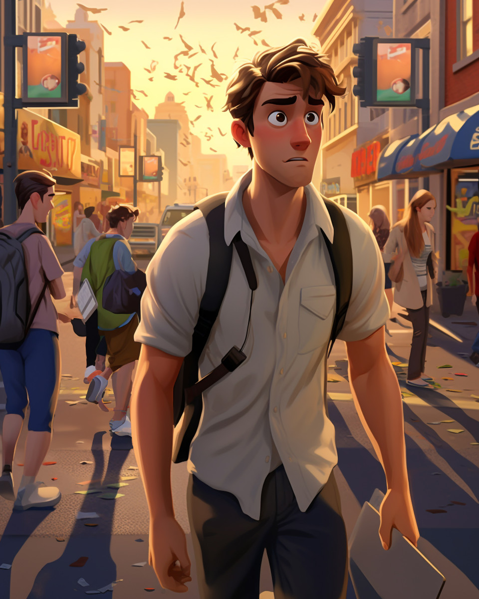 Young person with social anxiety feels trapped in busy city