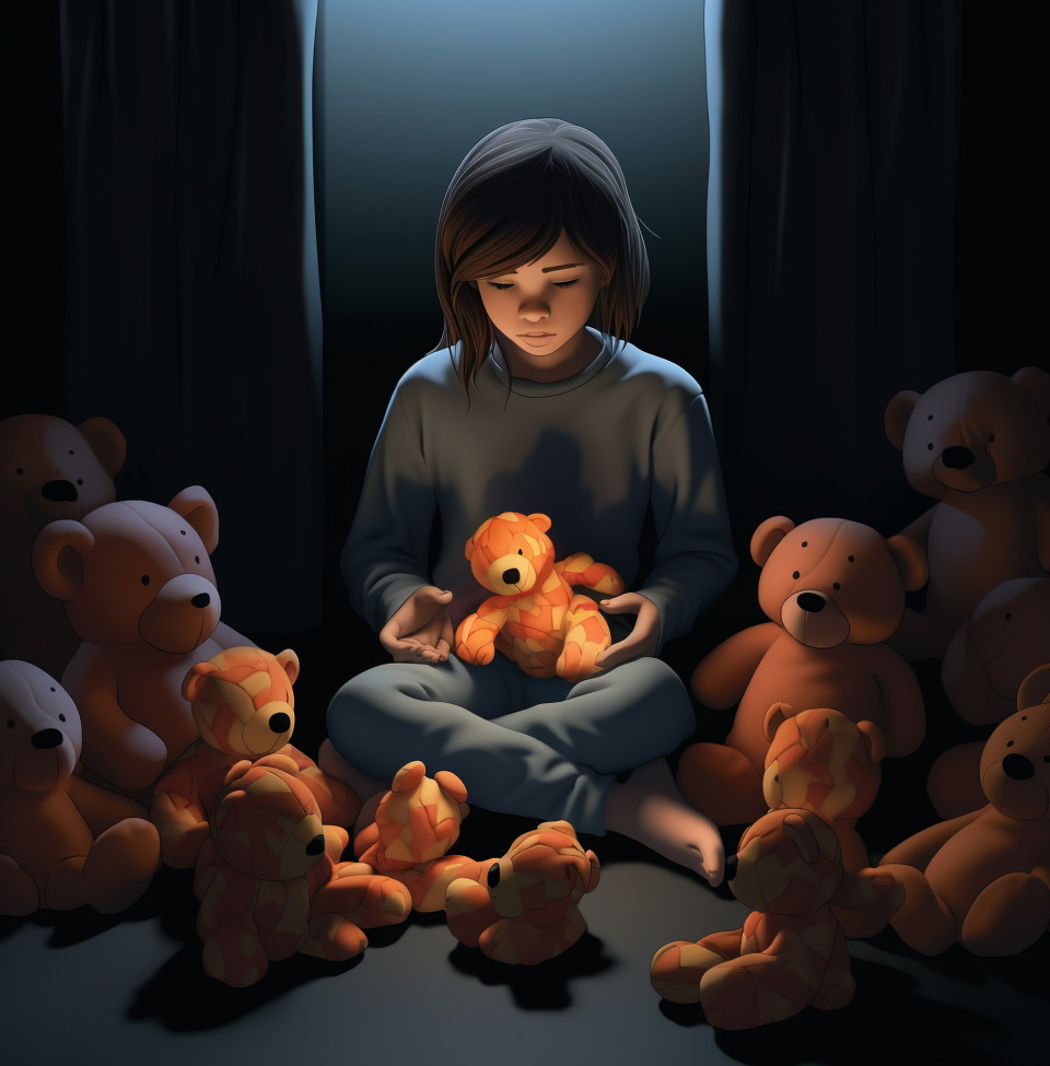 Childs fears come to life in dark room