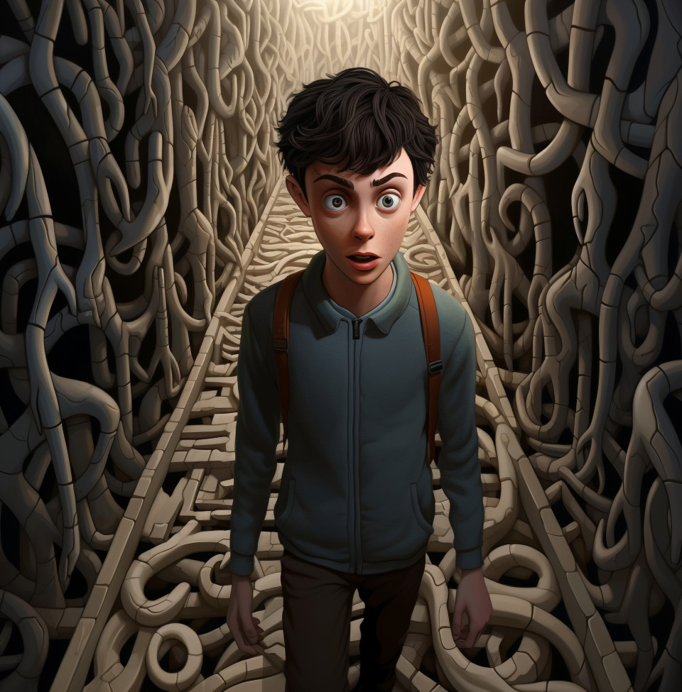 Person walking through maze