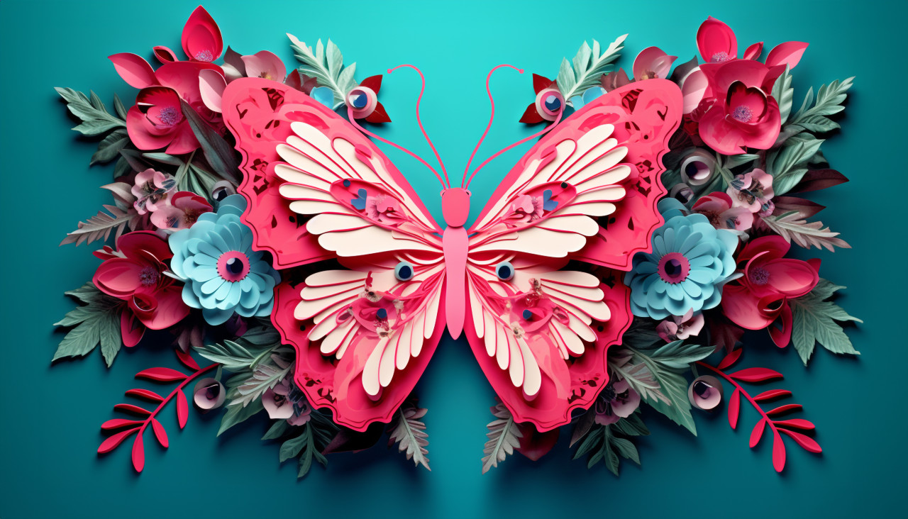Pink paper butterfly for kids