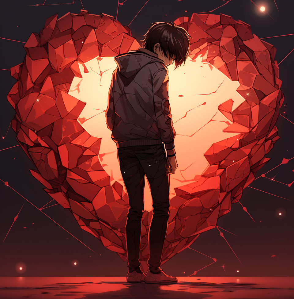 Torn heart on the floor