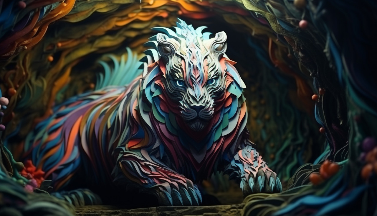 Tiger artwork made from paper