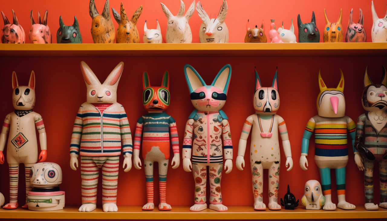 Toy figurines on a store shelf