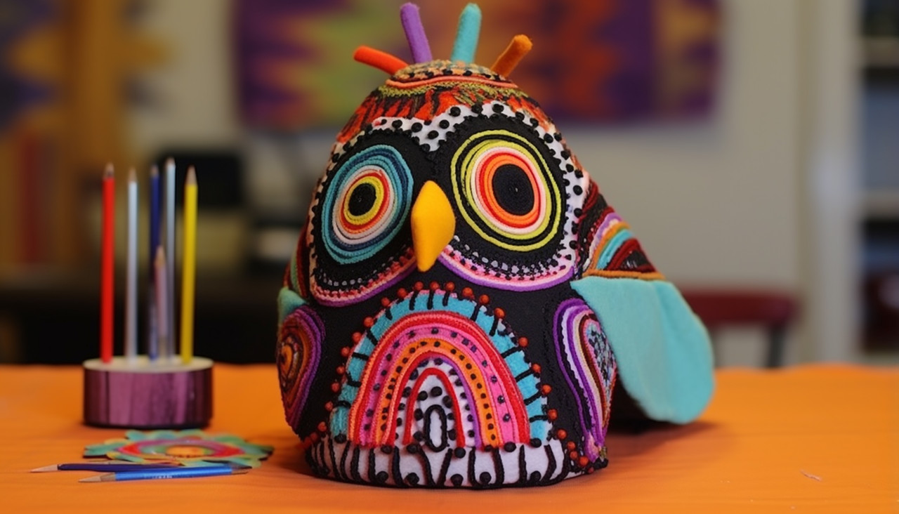 Penguin sculpture on table top