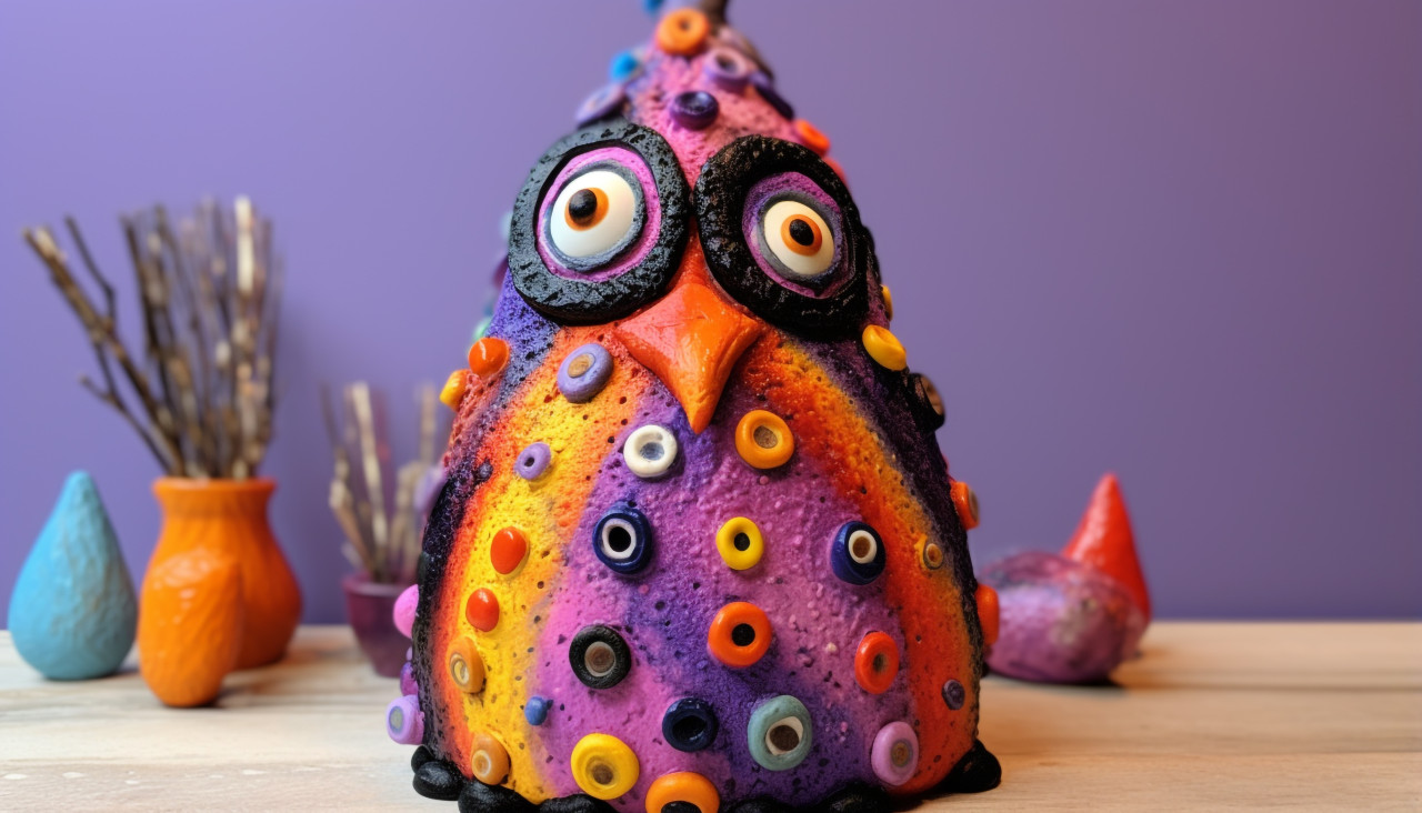 Penguin sculpture on table top