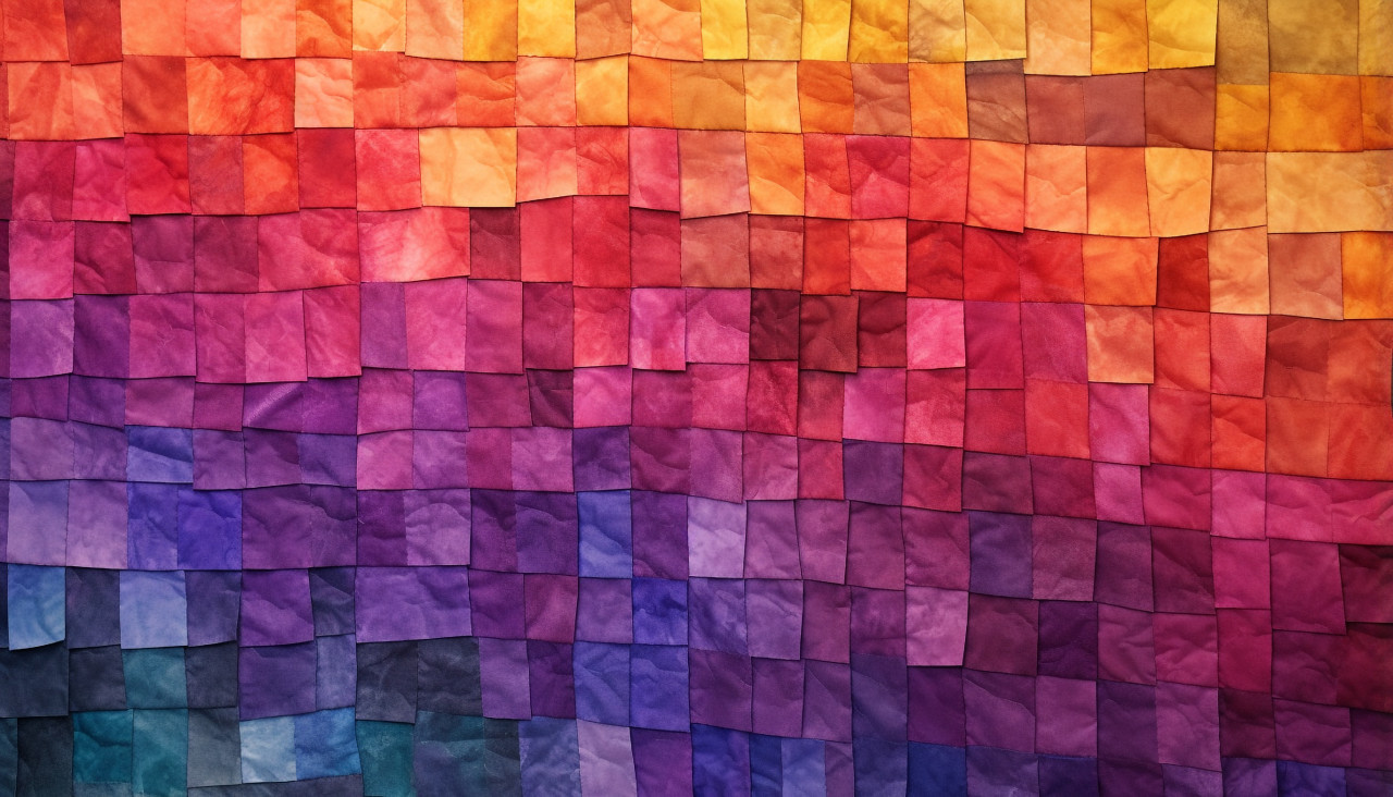 Handmade quilt with geometric shapes