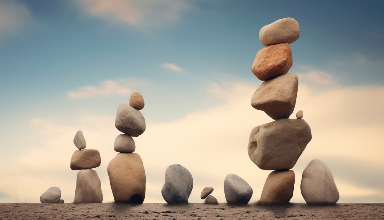 Stacked stones by a river