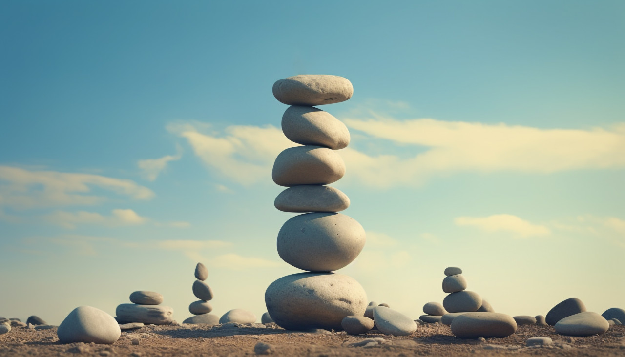 Stack of stones in the ground