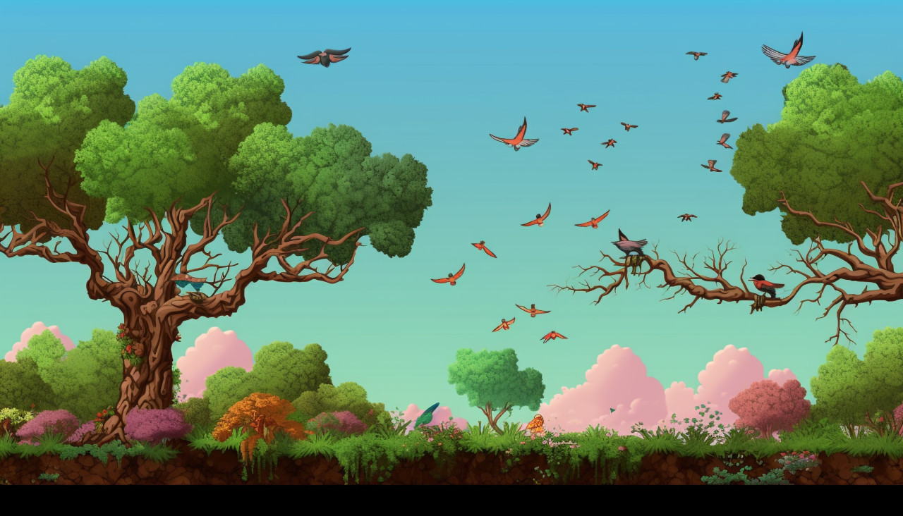 Classic pixel graphics with some trees