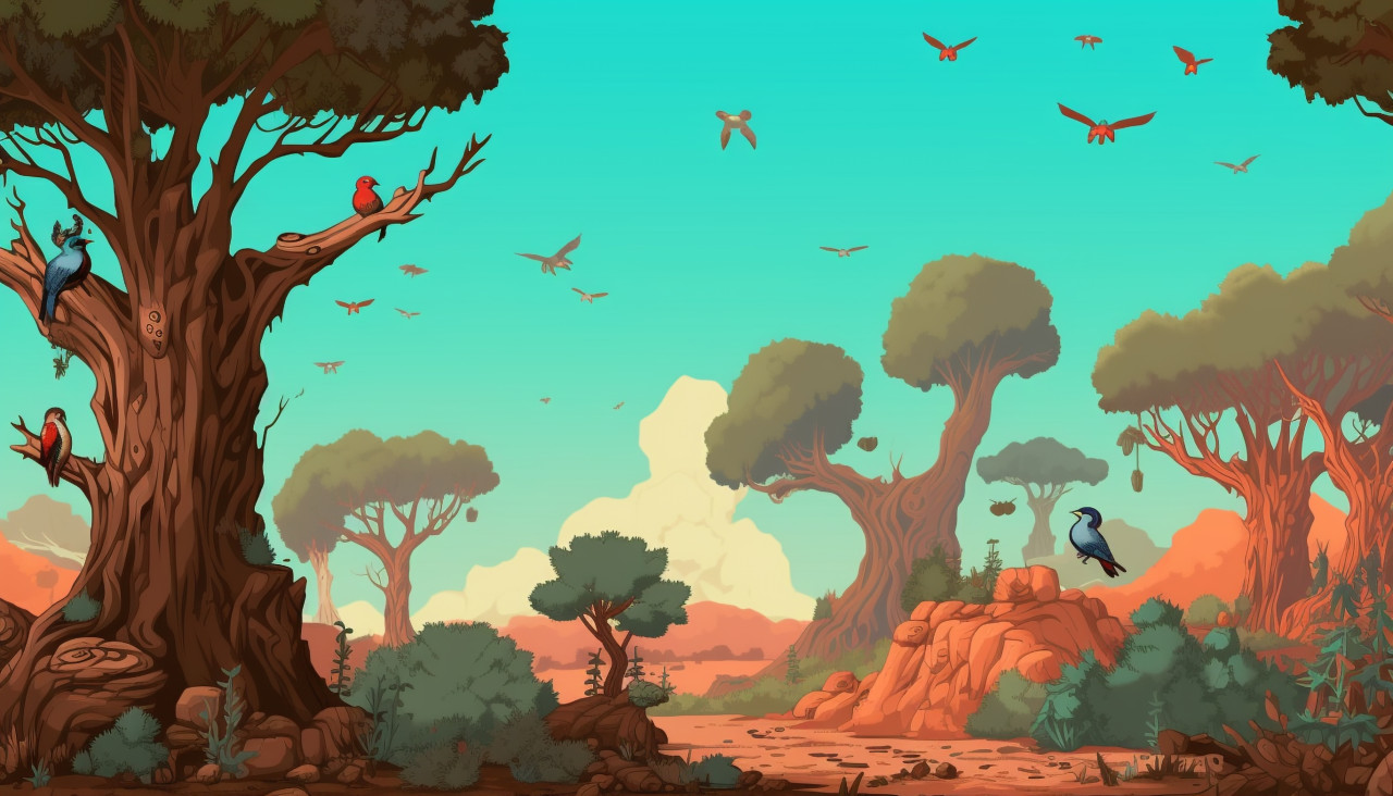 Pixelated pine trees