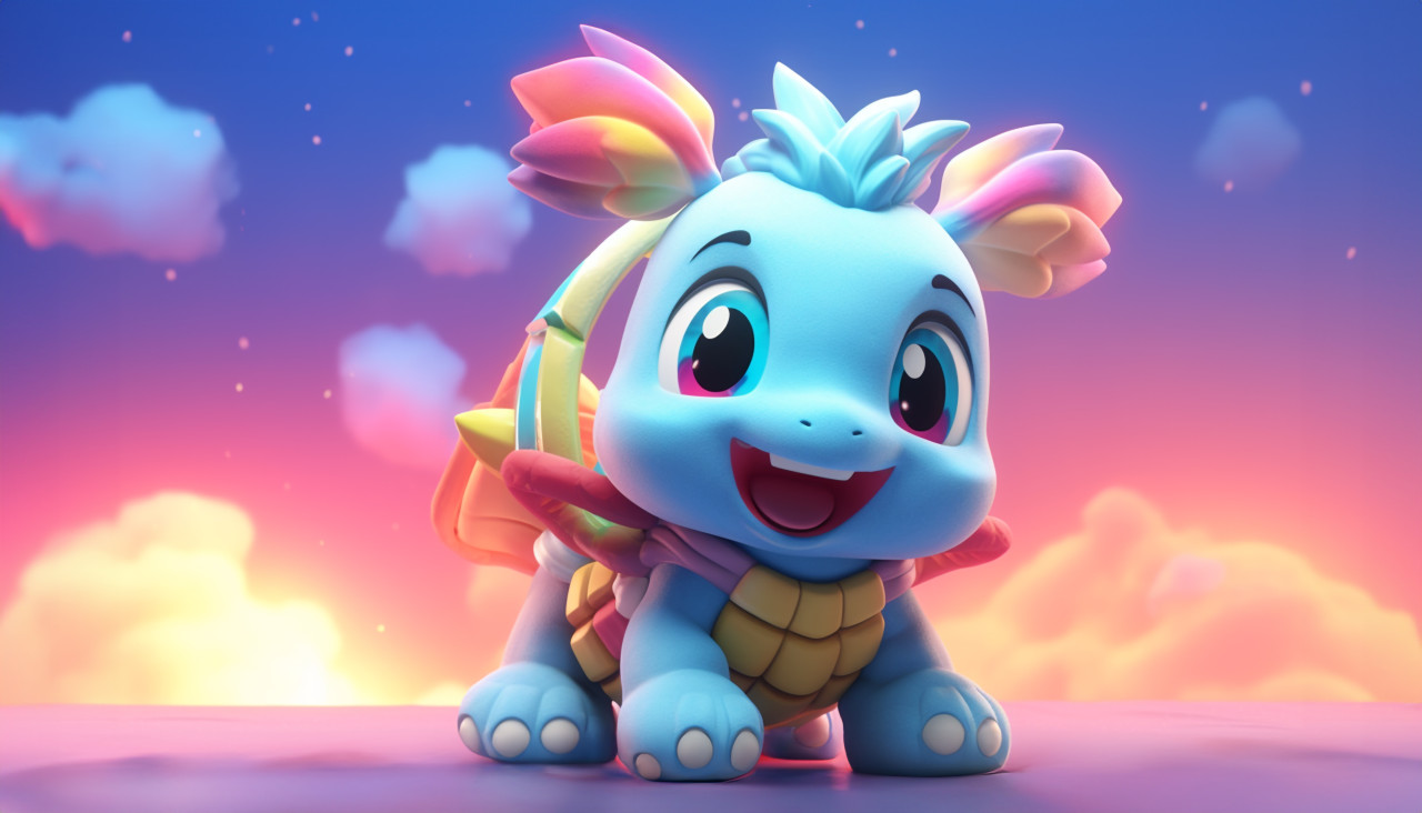 Colorful toy turtle in rainbow