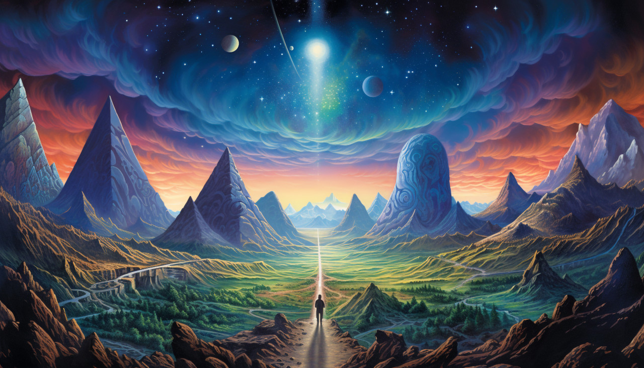 Incredible painting of a cosmic landscape