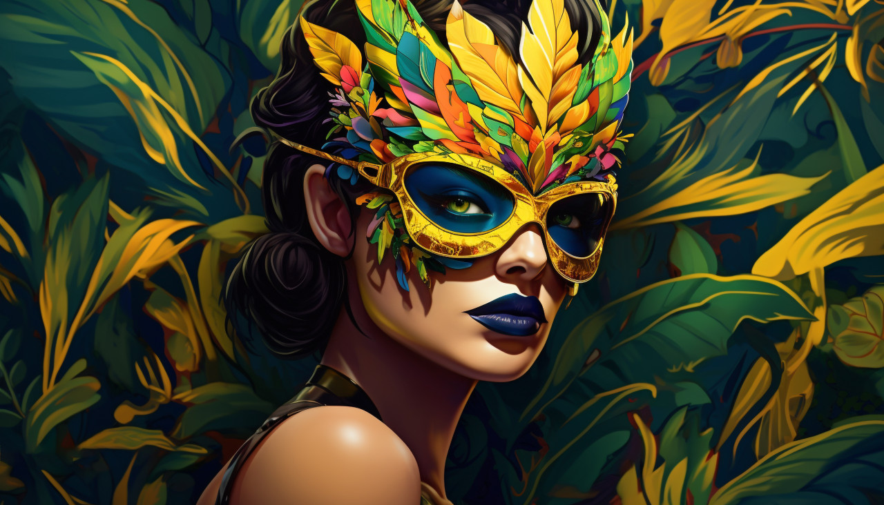 Beautiful lady in festive mask