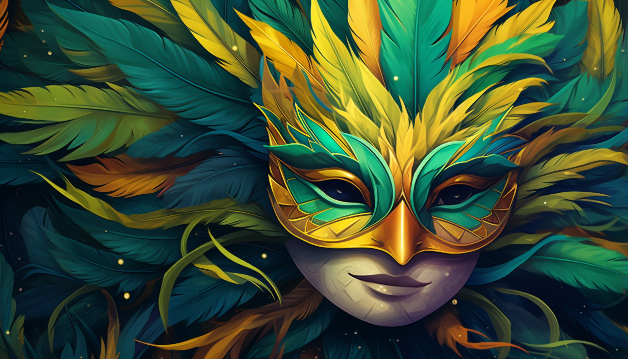 Beautiful carnival mask with feathers