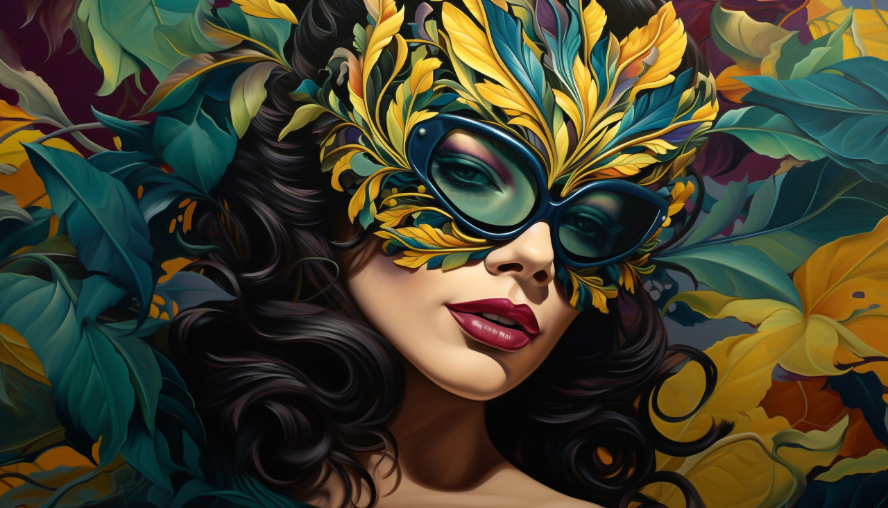 Lady in colorful carnival mask