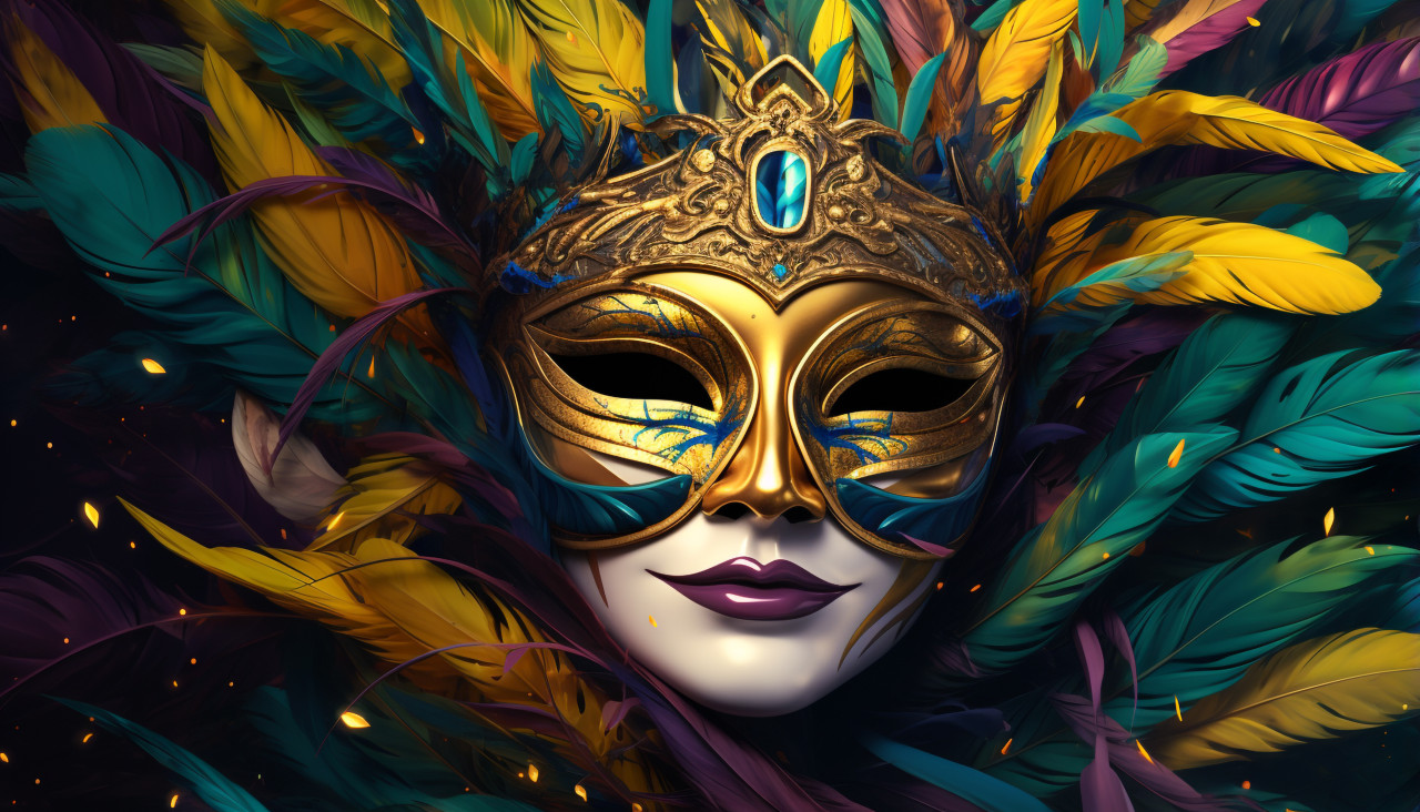 Stunning carnival mask with feathers