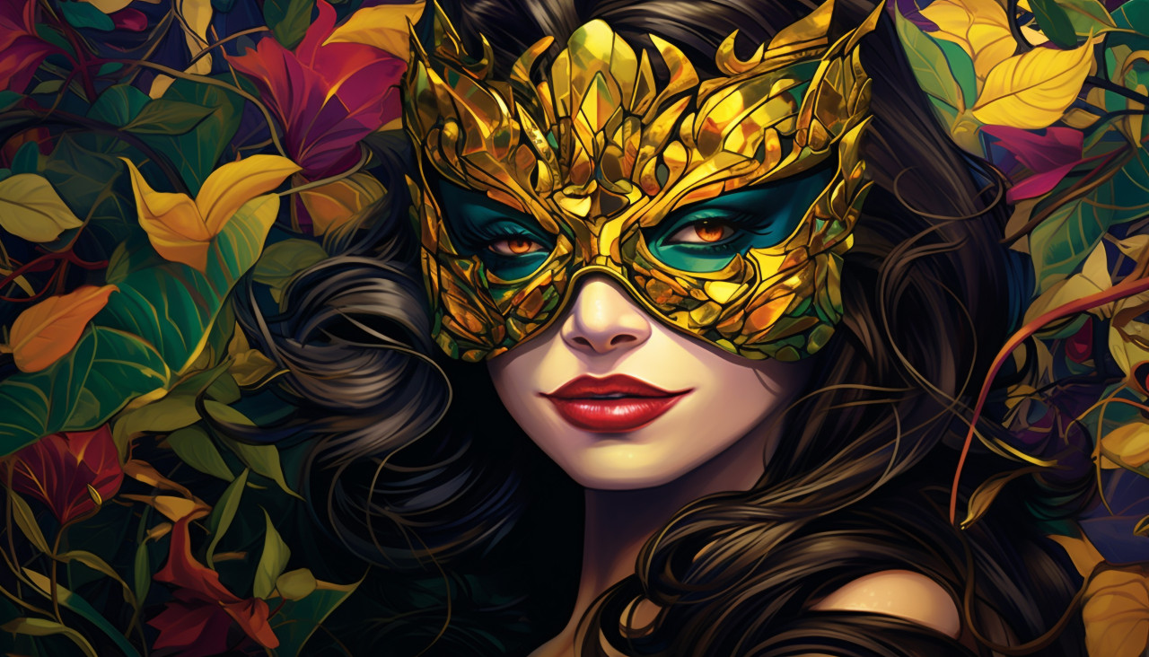 Lady with colorful carnival mask